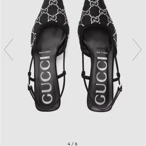 Gucci Women's Black and White Slingback Heels